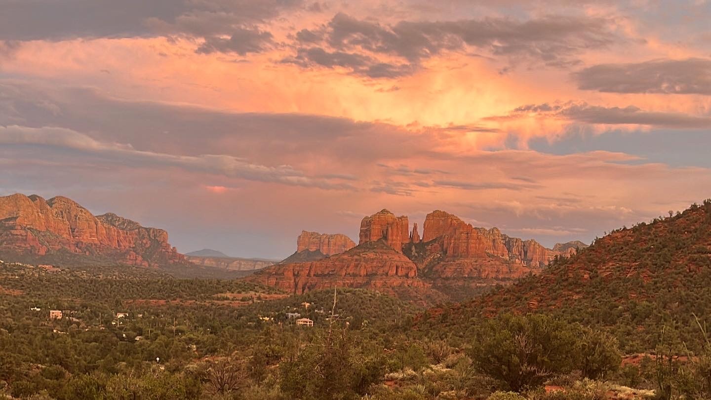 Sedona red rocks at golden sunset